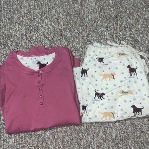 LL Bean flannel dog pj set